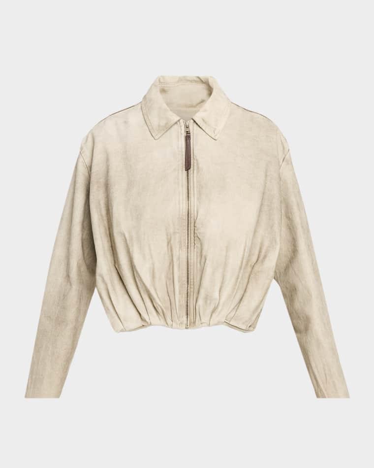 Coated Denim Draped Bomber Jacket by LOEWE