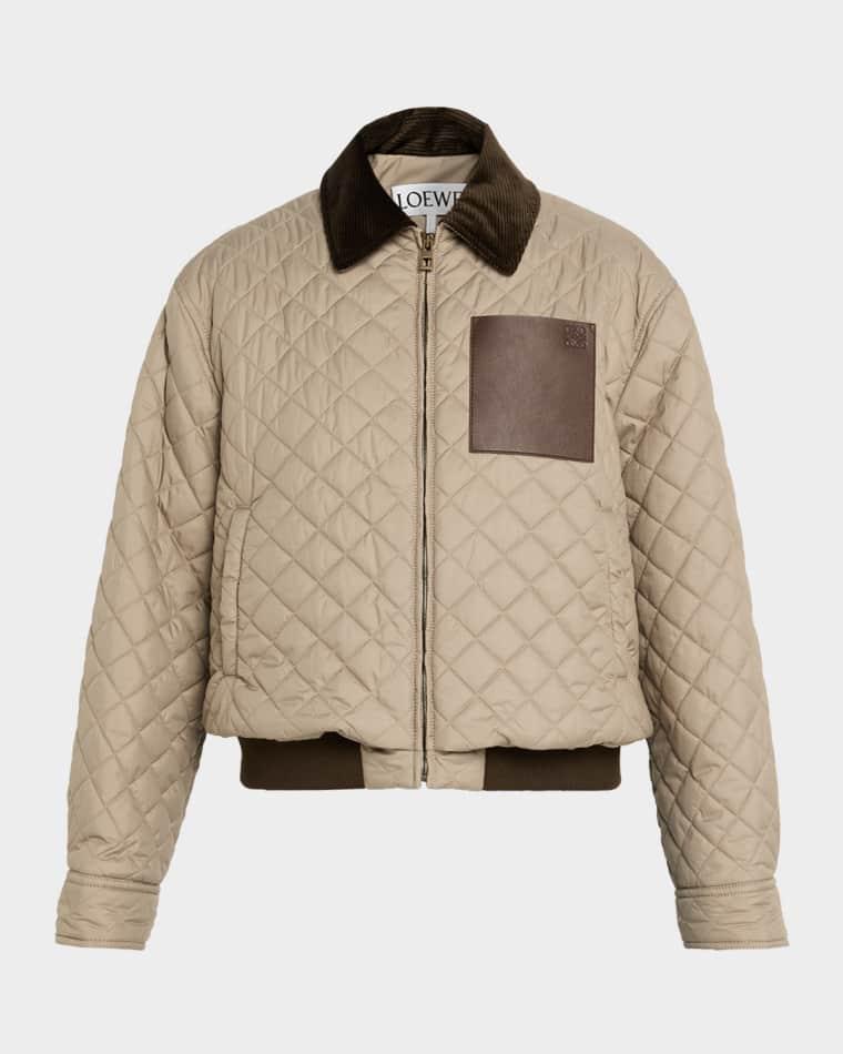 Corduroy-Collar Quilted Barn Jacket by LOEWE