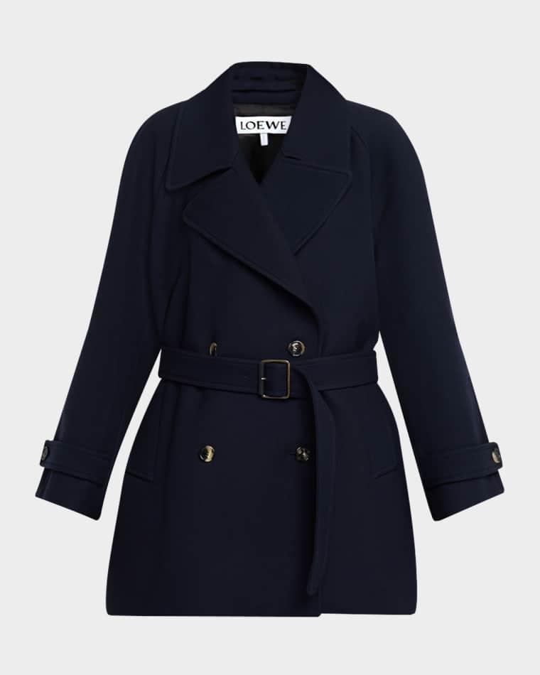 Double-Breasted Belted Wool Twill Coat by LOEWE