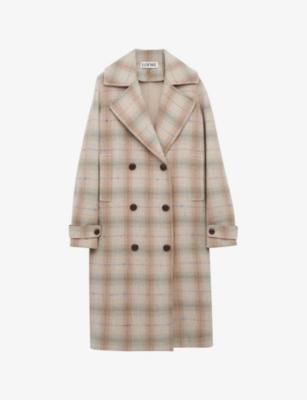 Double-Breasted Checked Wool-Cashmere Blend Coat by LOEWE
