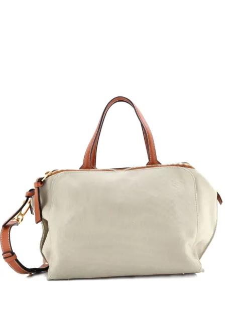 Double Zip Canvas and Leather shoulder bag by LOEWE 
