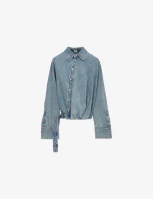 Draped Adjustable-Belt Denim Blend Shirt by LOEWE