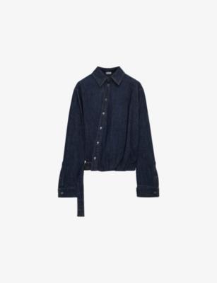 Draped Adjustable-Belt Denim Shirt by LOEWE
