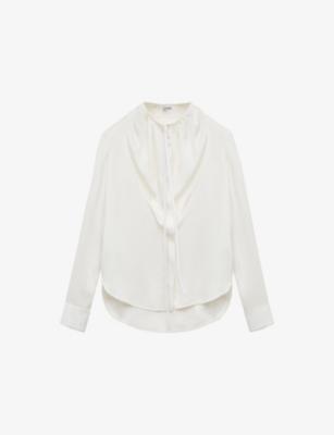 Draped-Neckline Long-Sleeve Cotton-Silk Blend Blouse by LOEWE