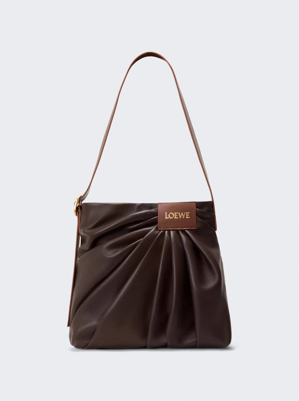 Draped Tote Bag Dark Chestnut  | The Webster by LOEWE