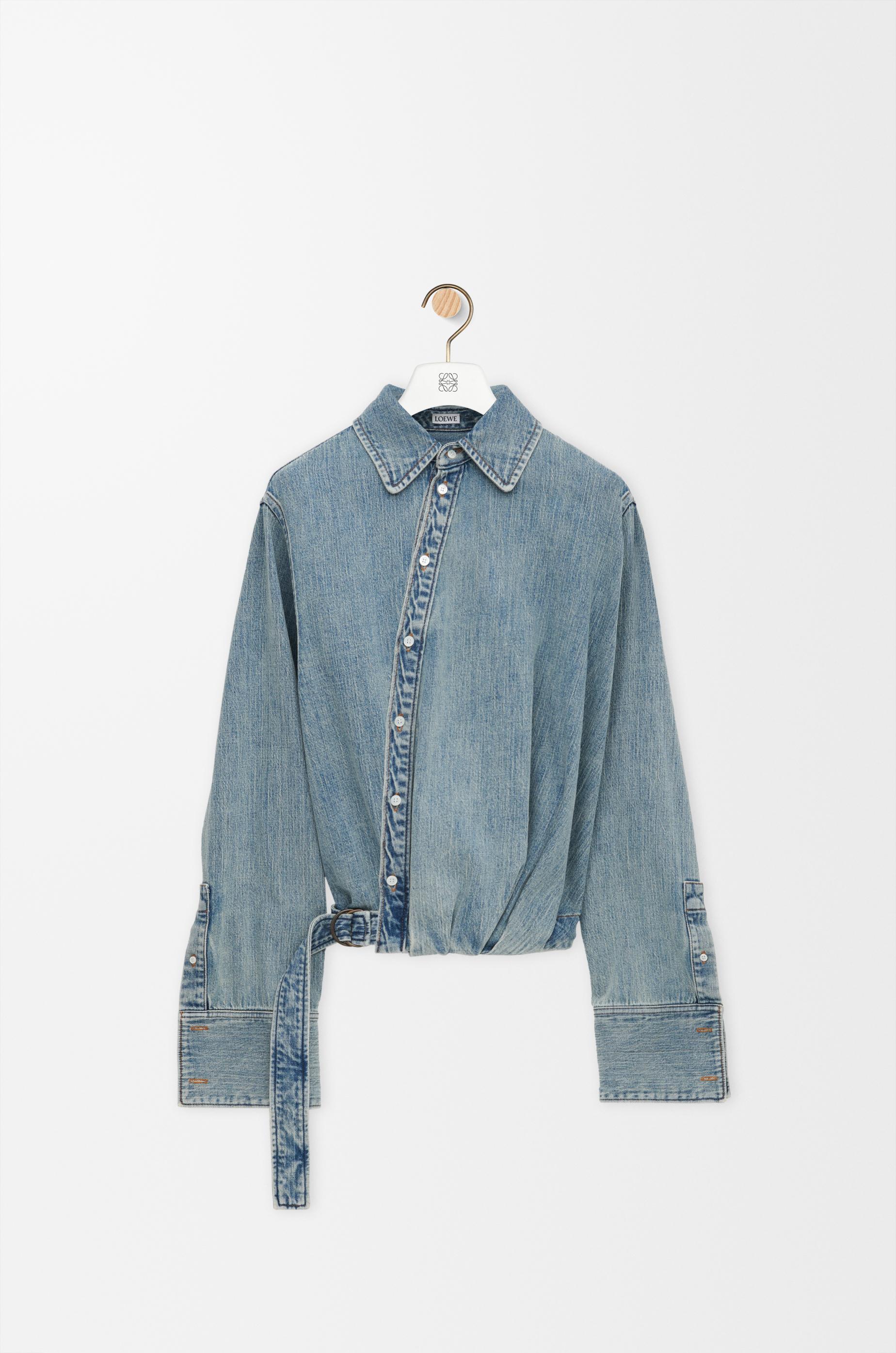 Draped shirt in denim by LOEWE