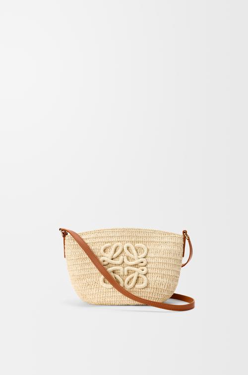 Eclipse pochette in raffia and calfskin by LOEWE