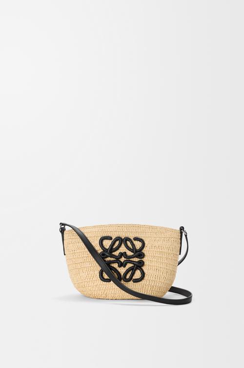 Eclipse pochette in raffia and calfskin by LOEWE