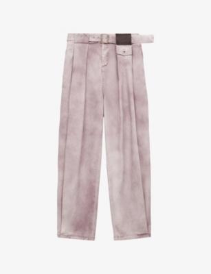 Faded-Wash Pleated Denim Jeans by LOEWE