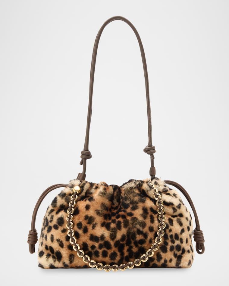 Flamenco Medium Shoulder Bag in Cheetah-Print Shearling by LOEWE