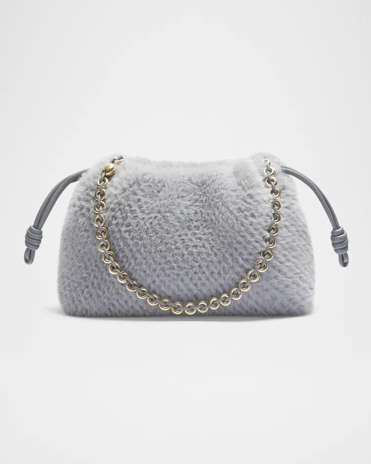 Flamenco Shoulder Bag in Fluffy Knit by LOEWE