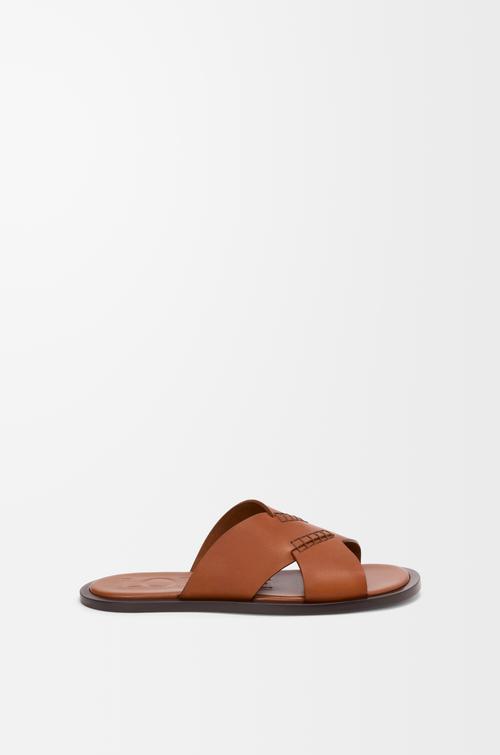 Flex criss-cross slide in vegetable-tanned calfskin by LOEWE