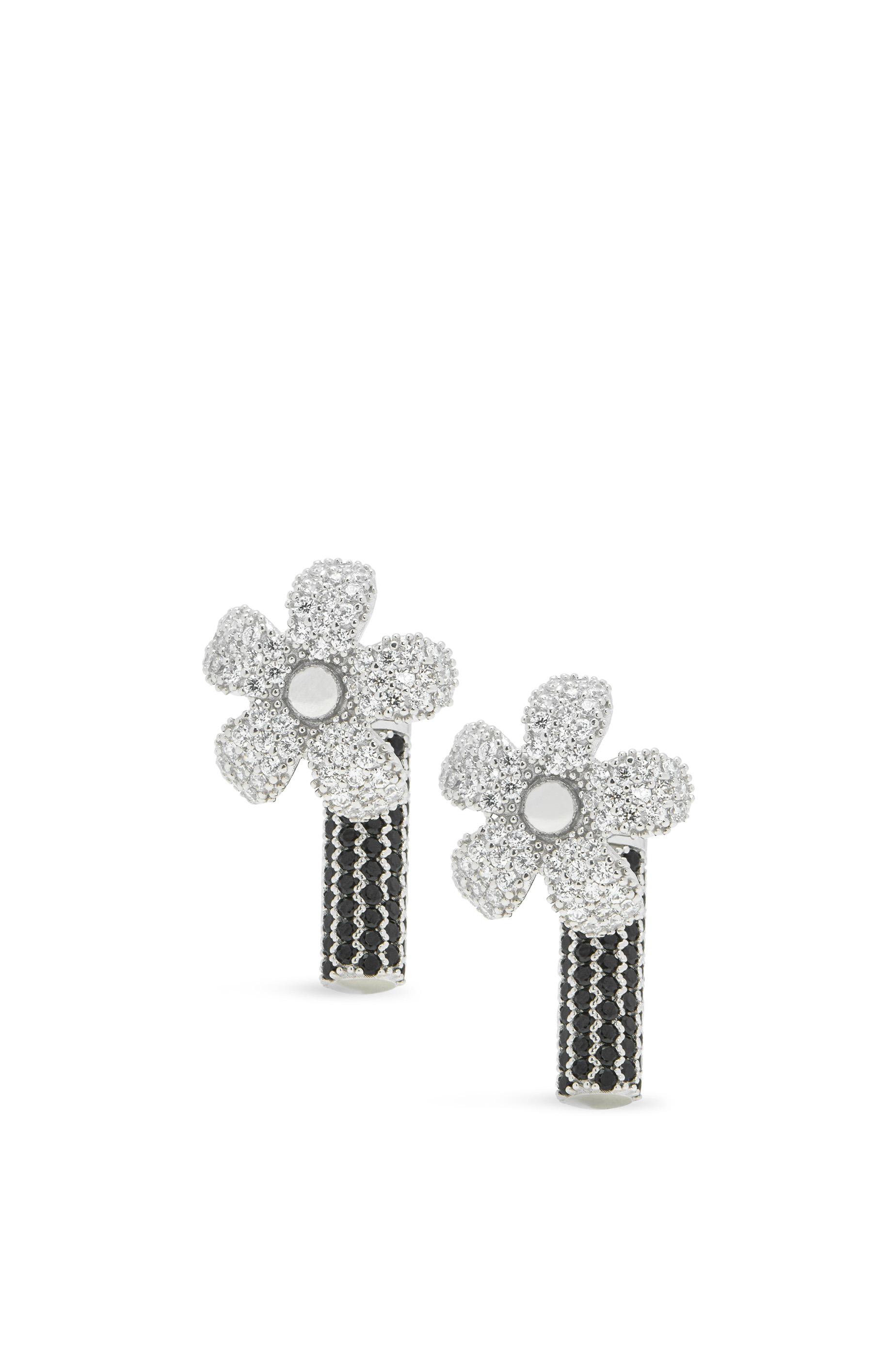 Flor earrings in sterling silver and crystals by LOEWE