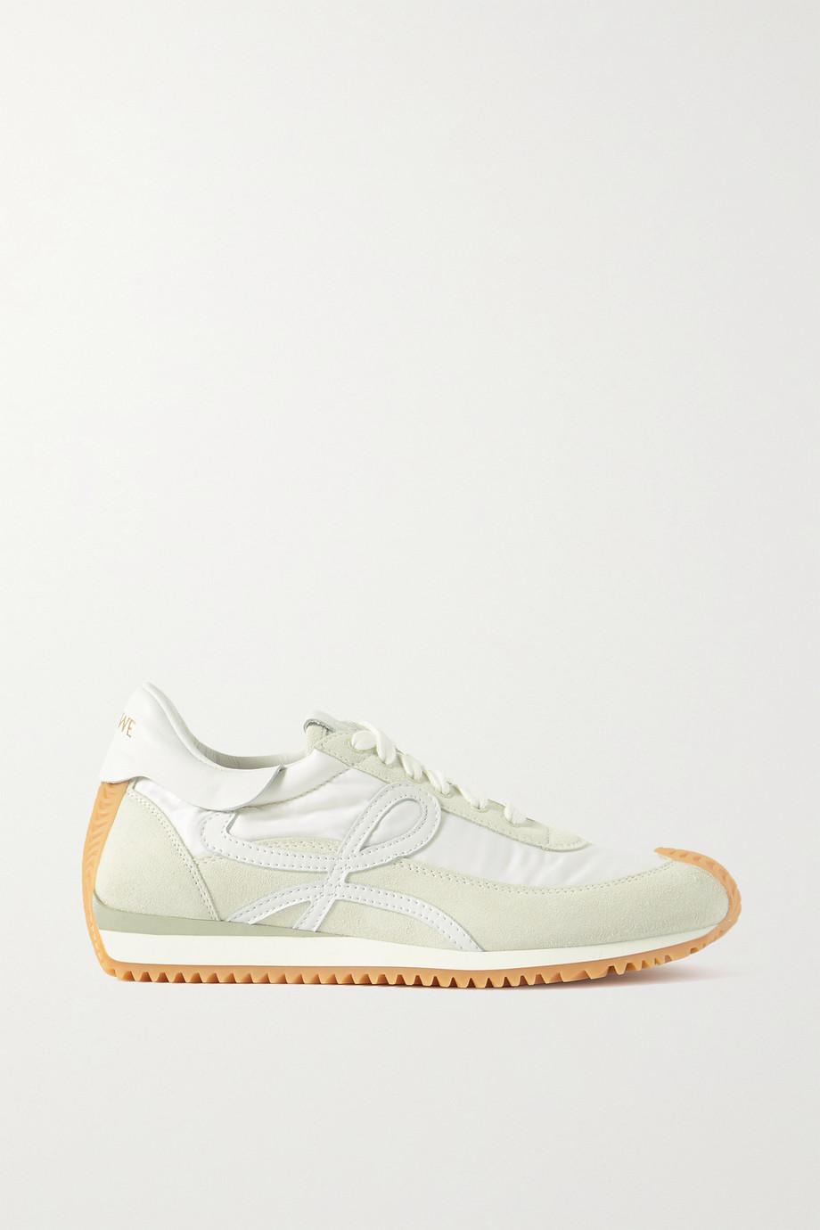 Flow logo-appliquéd shell, leather and suede sneakers by LOEWE