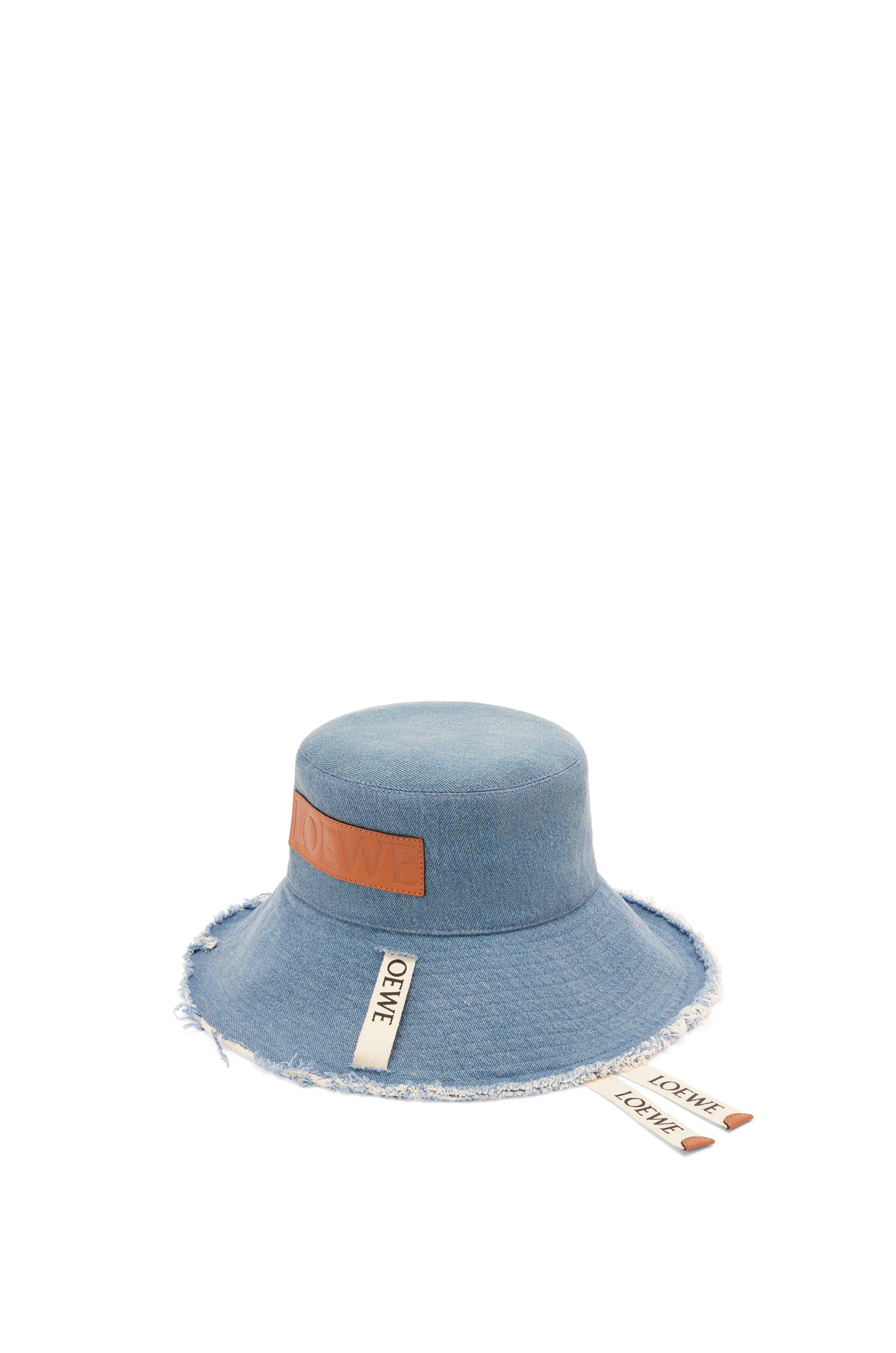 Frayed fisherman hat in denim and calfskin by LOEWE