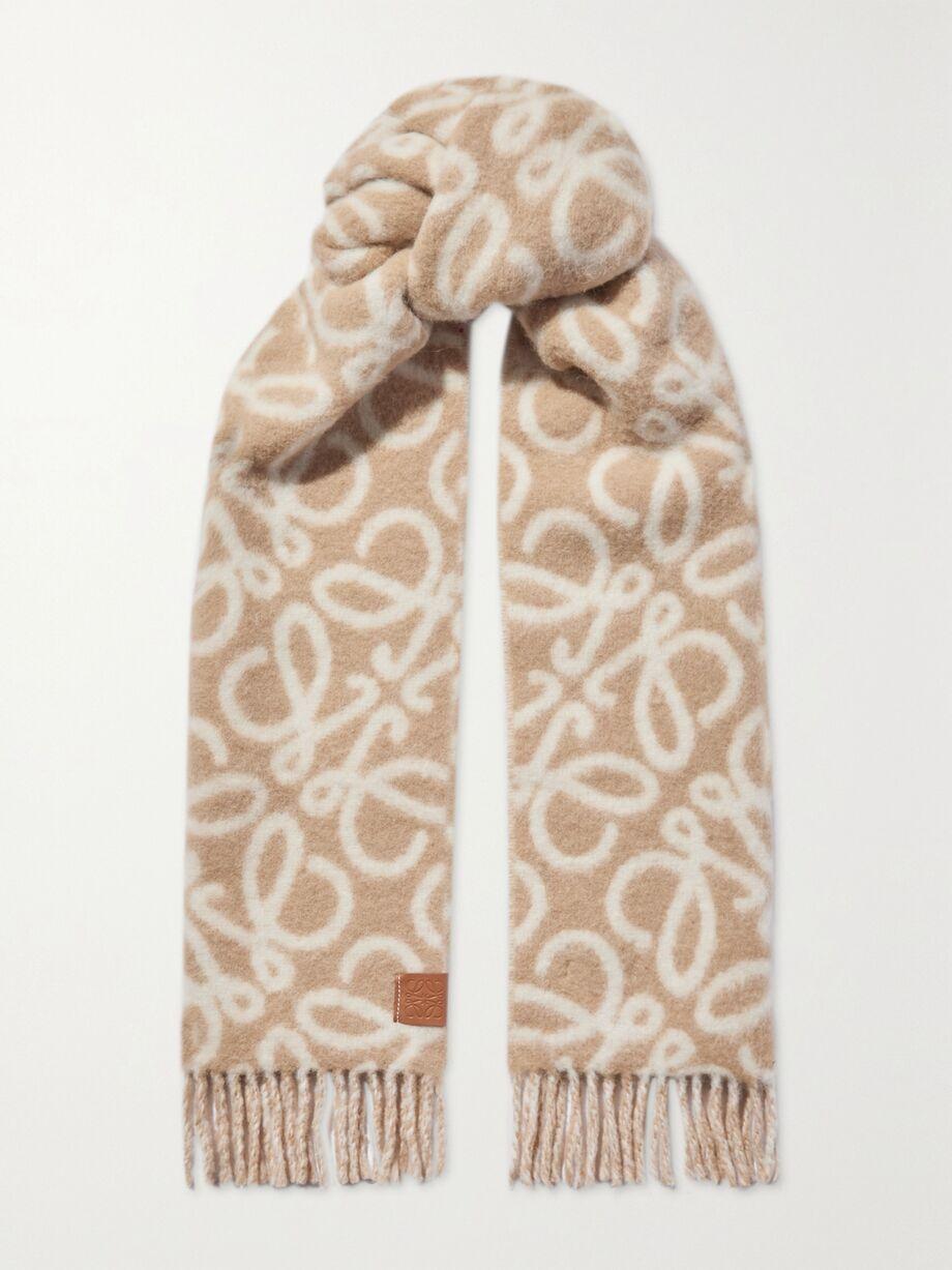 Fringed jacquard-knit scarf by LOEWE