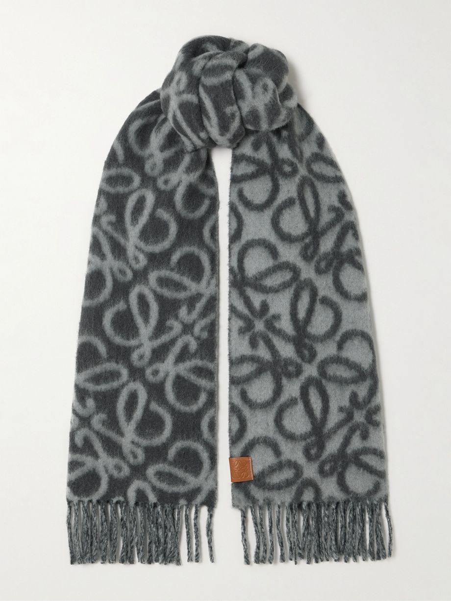 Fringed jacquard-knit scarf by LOEWE