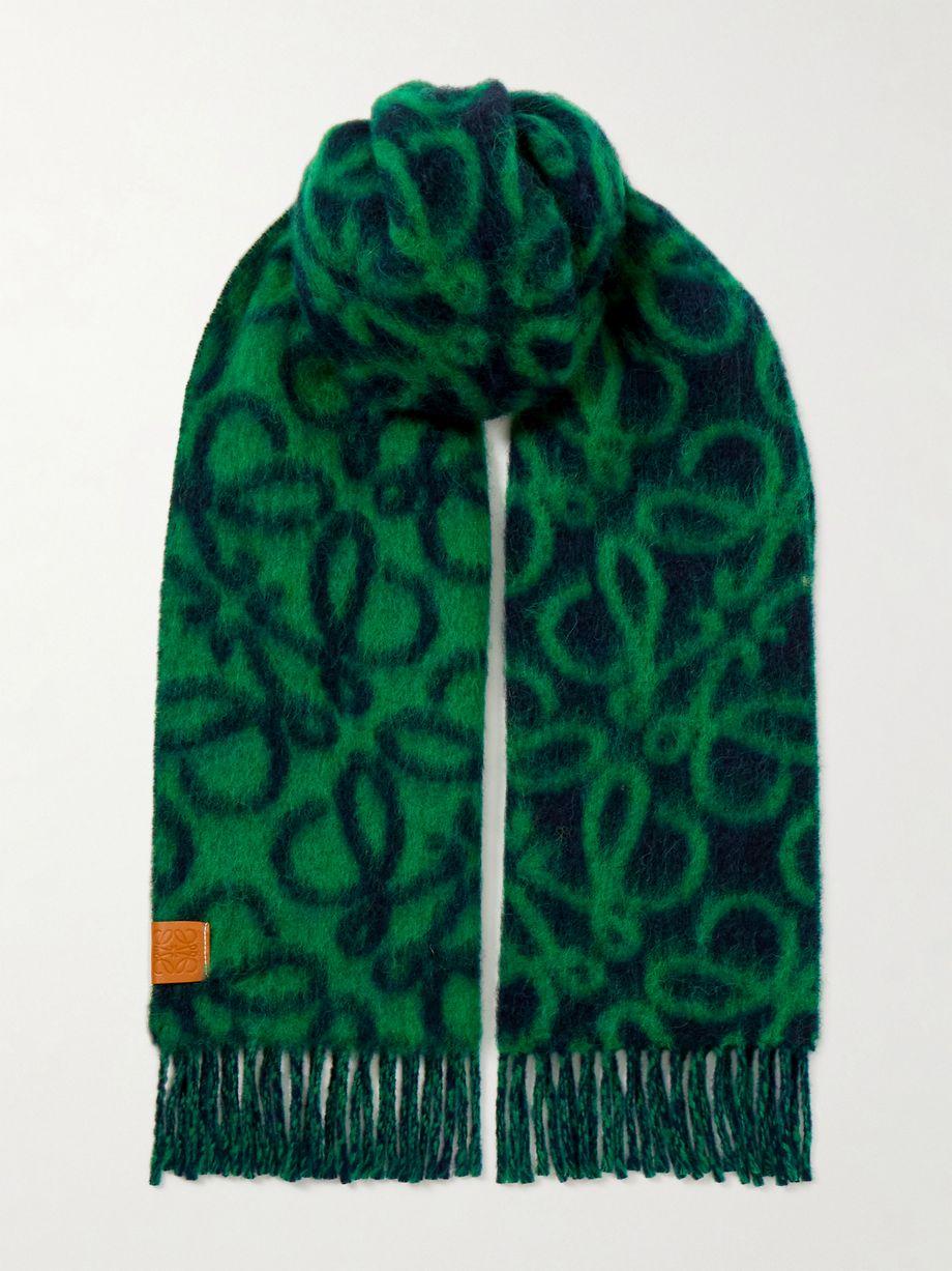 Fringed jacquard-knit scarf by LOEWE