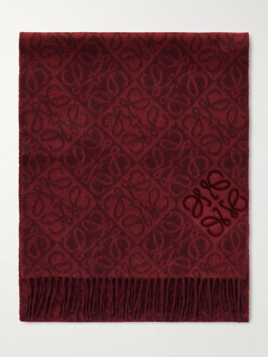 Fringed wool and cashmere-blend jacquard scarf by LOEWE