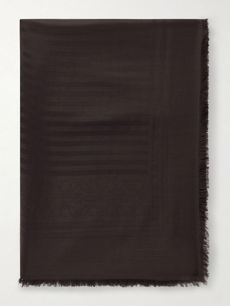 Fringed wool and silk-blend jacquard scarf by LOEWE
