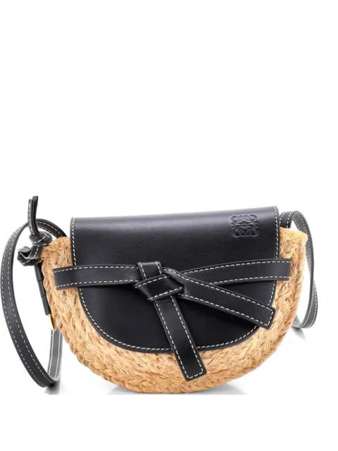 Gate Leather Shoulder Leather with Raffia Mini crossbody bag by LOEWE 