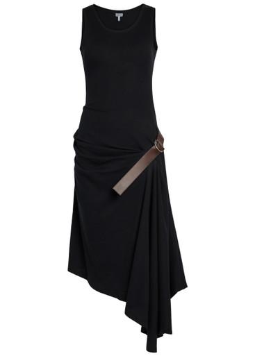 Gathered ribbed stretch-cotton midi dress by LOEWE