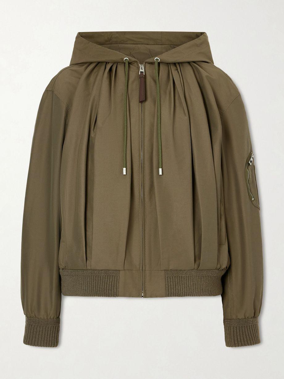 Hooded leather-trimmed cotton-blend jacket by LOEWE