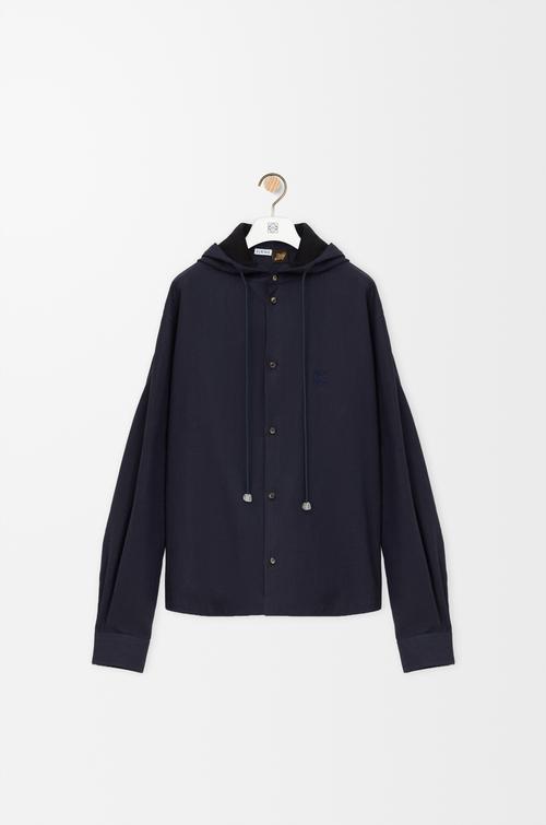 Hooded shirt in cotton and linen by LOEWE