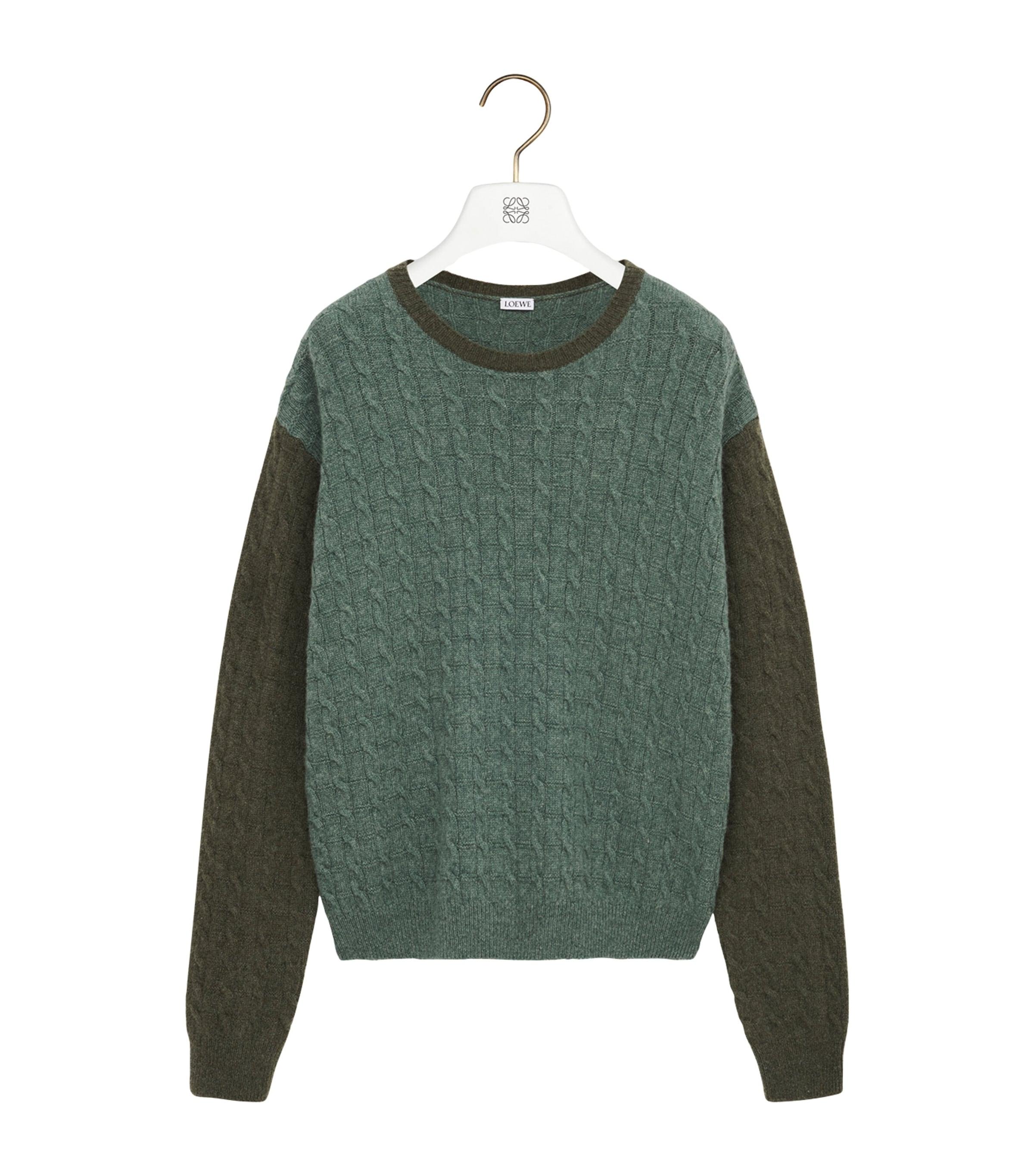 LOEWE Cashmere-Blend Two-Tone Cable-Knit Sweater by LOEWE