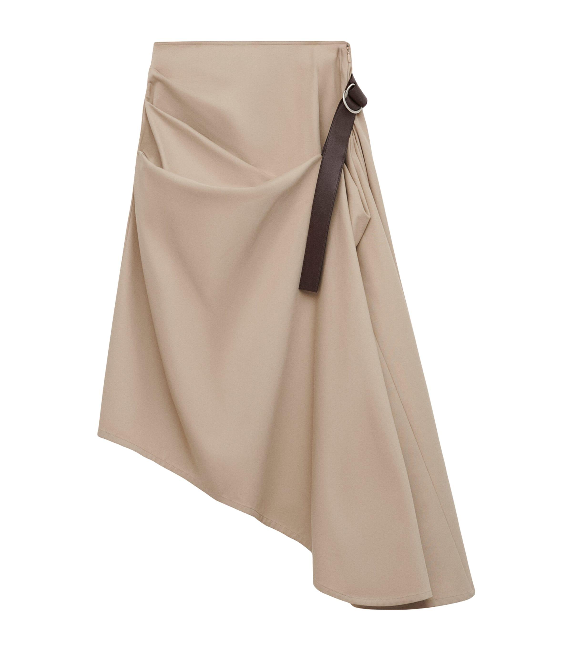 LOEWE Cotton-Silk Asymmetric Midi Skirt by LOEWE