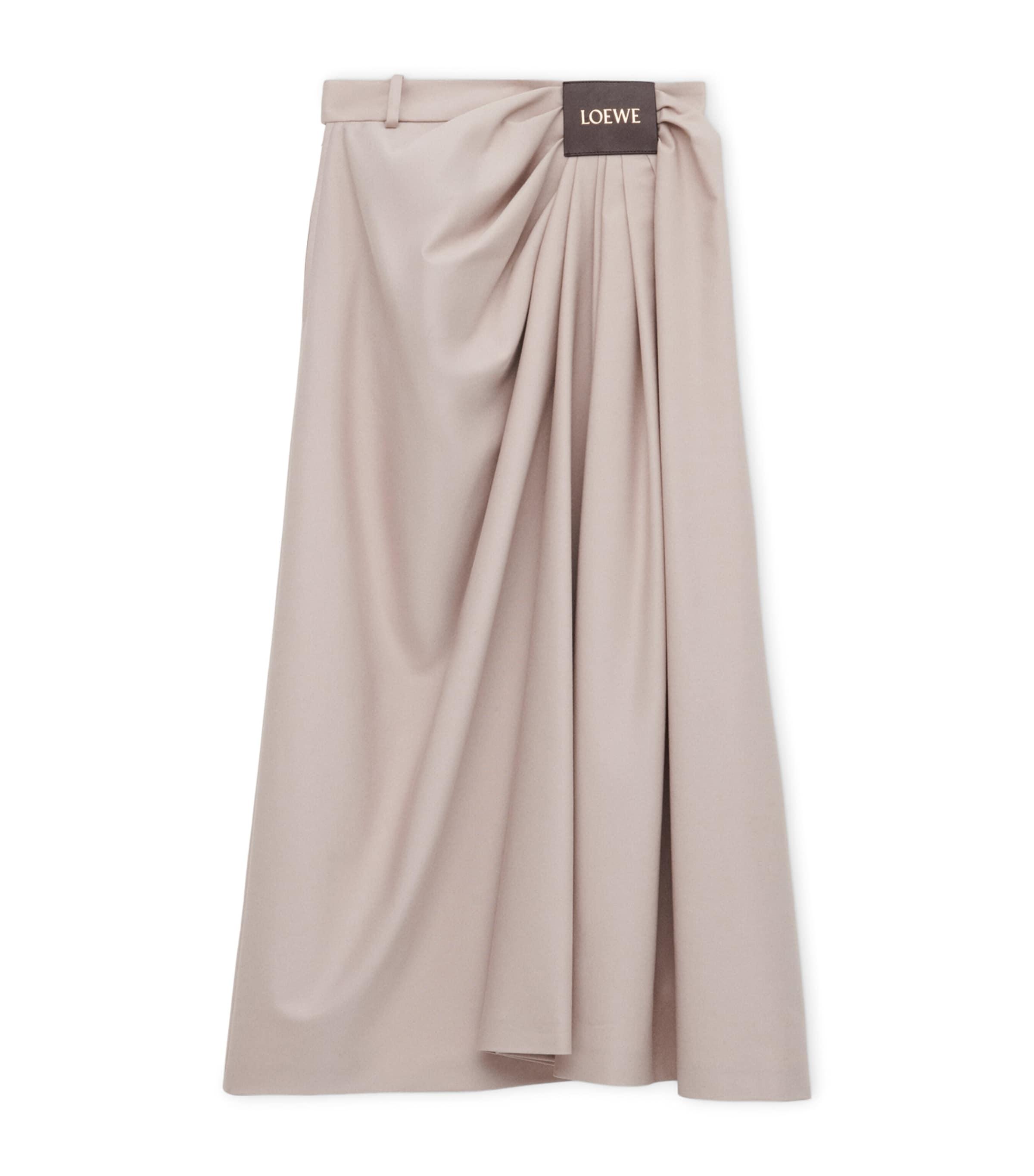LOEWE Cotton-Silk Draped Midi Skirt by LOEWE