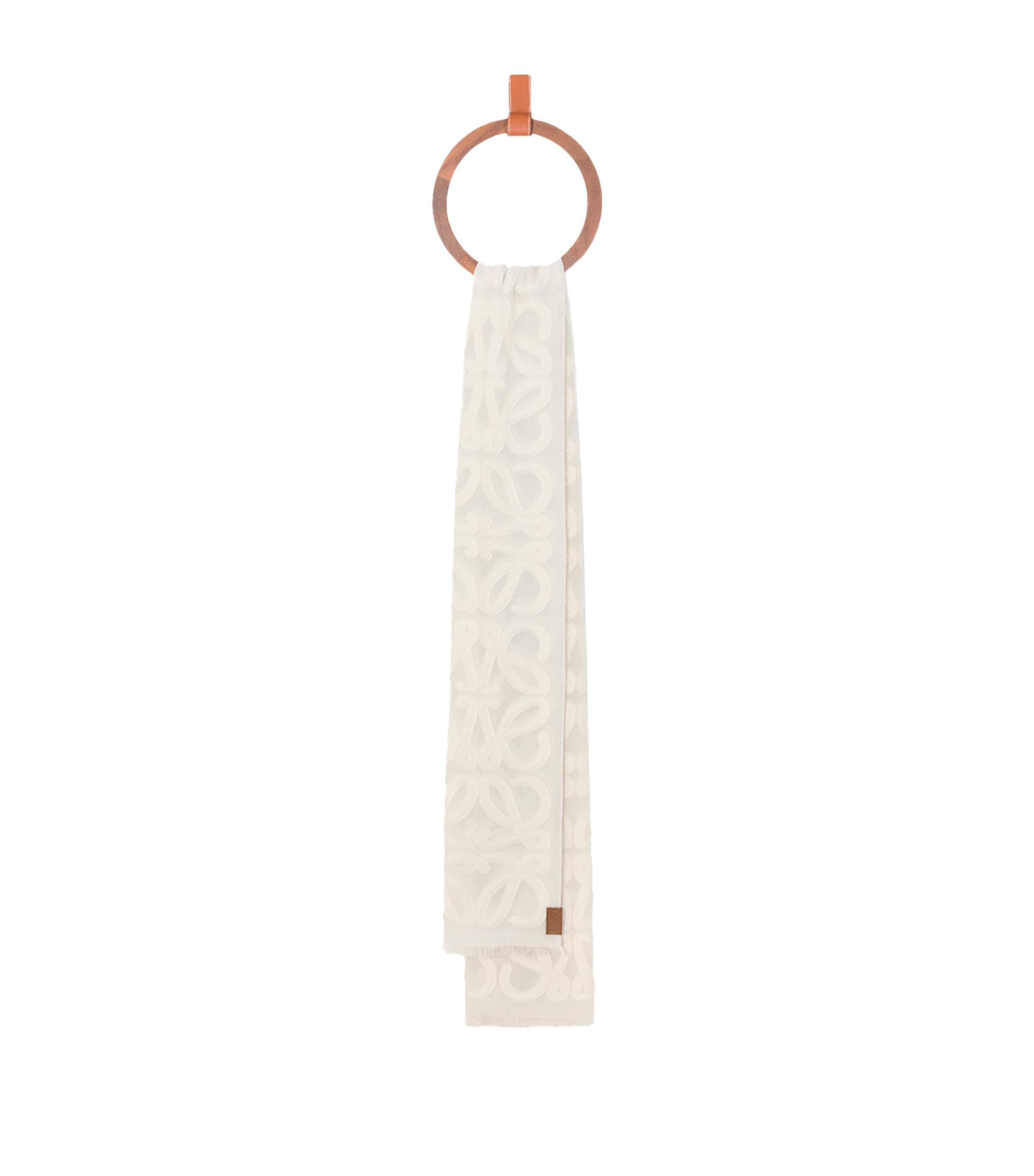 LOEWE Cotton-Wool-Silk Anagram Appliqué Scarf by LOEWE