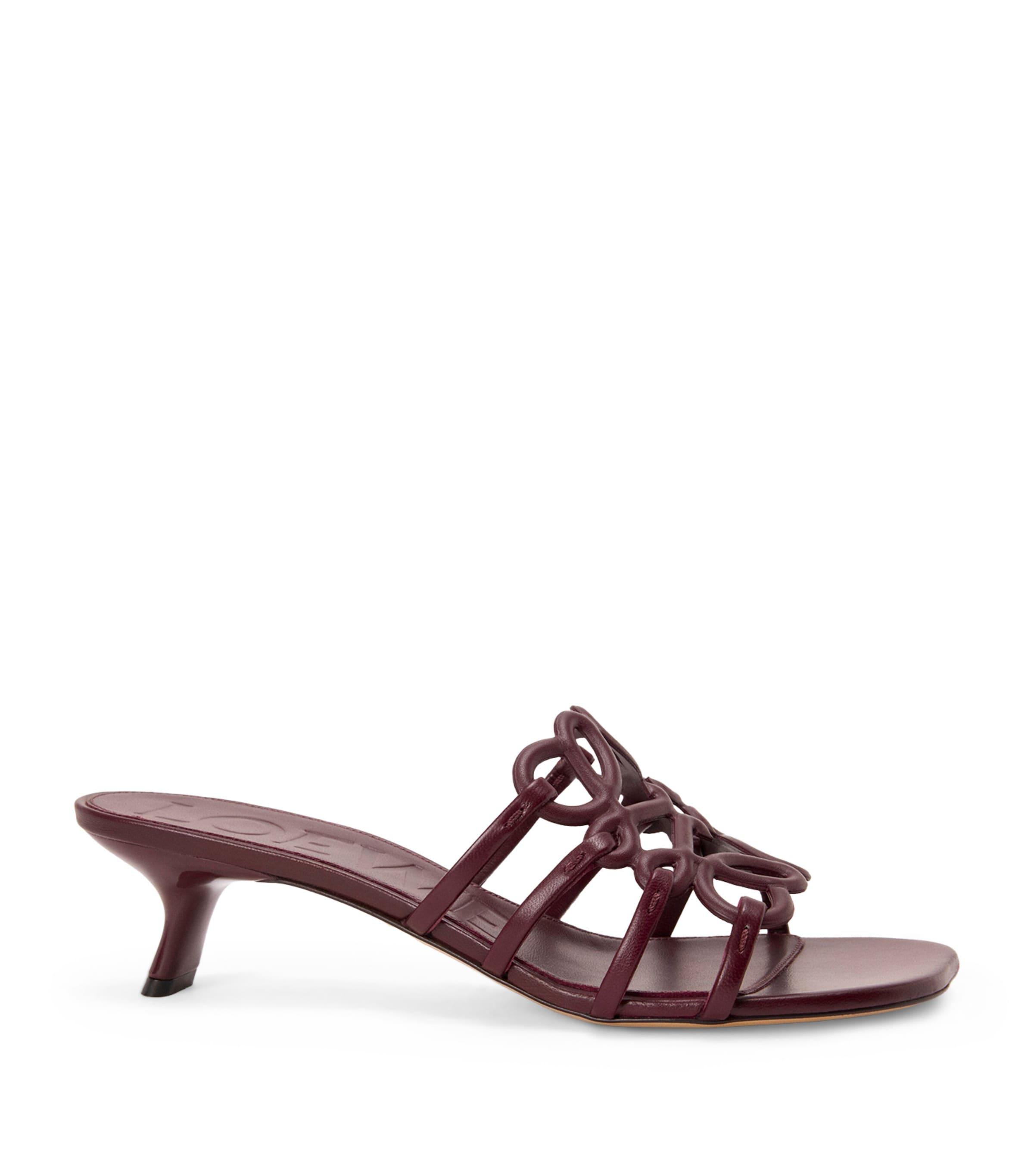 LOEWE Leather Petal Anagram Heeled Mules 45 by LOEWE