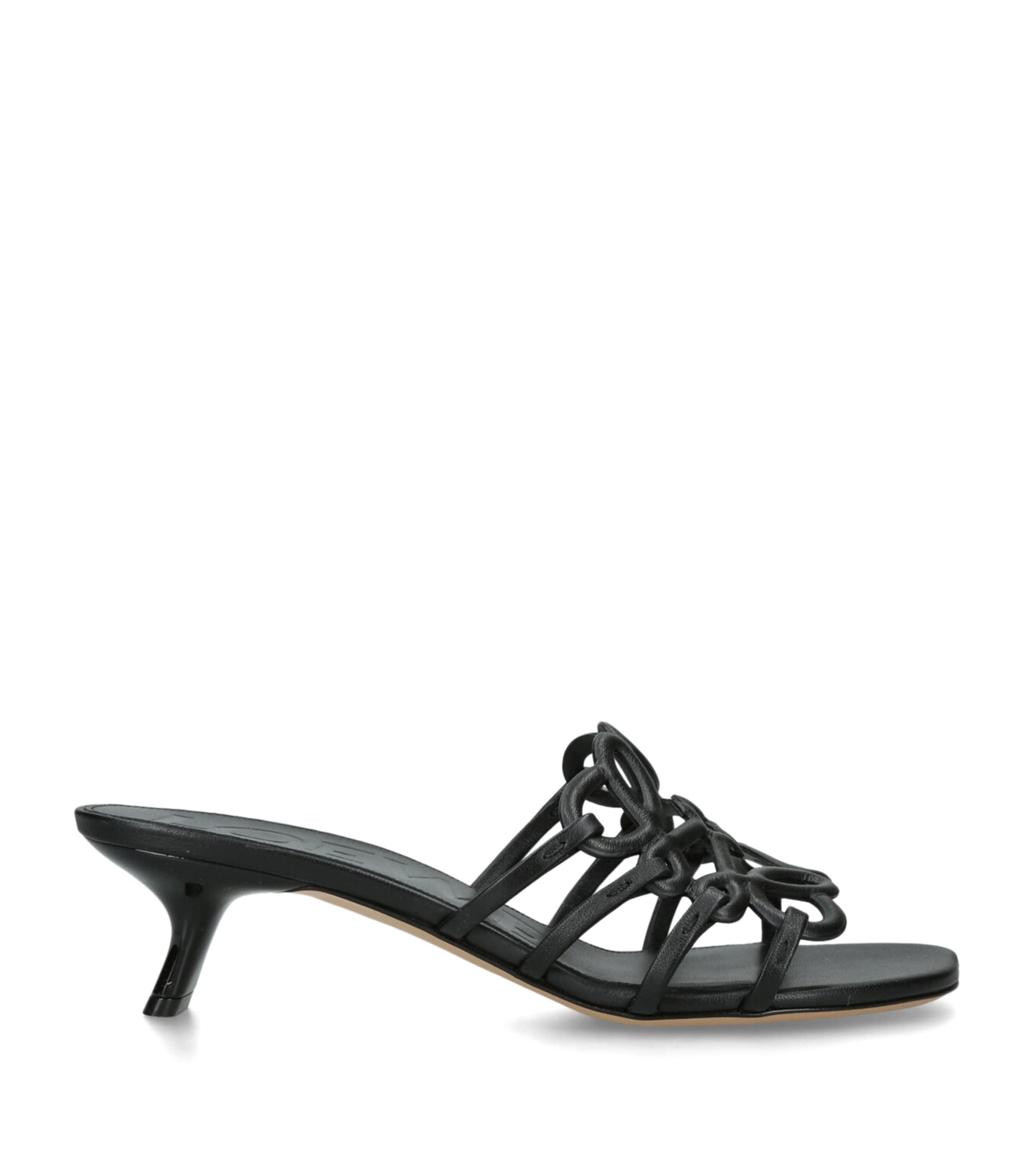 LOEWE Leather Petal Anagram Heeled Mules 45 by LOEWE