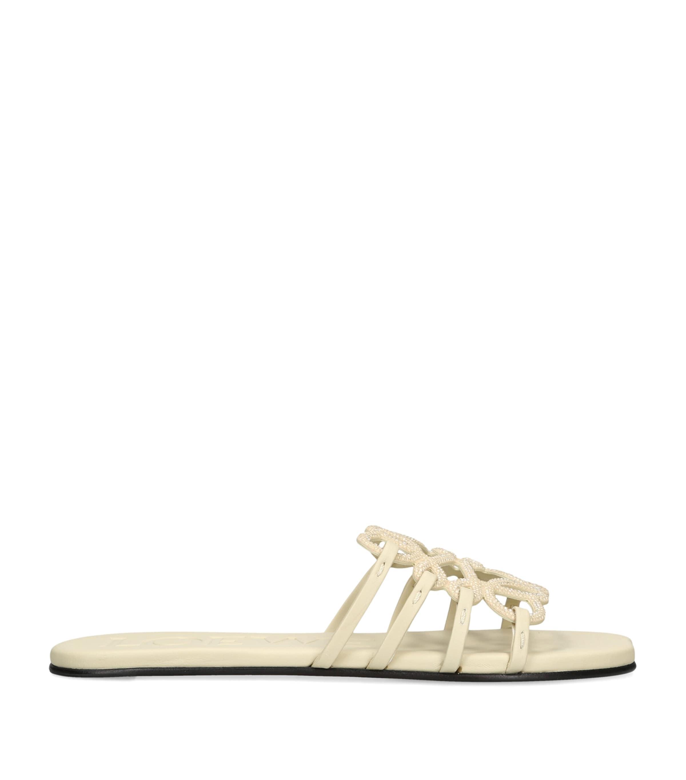 LOEWE Leather Petal Anagram Slides by LOEWE