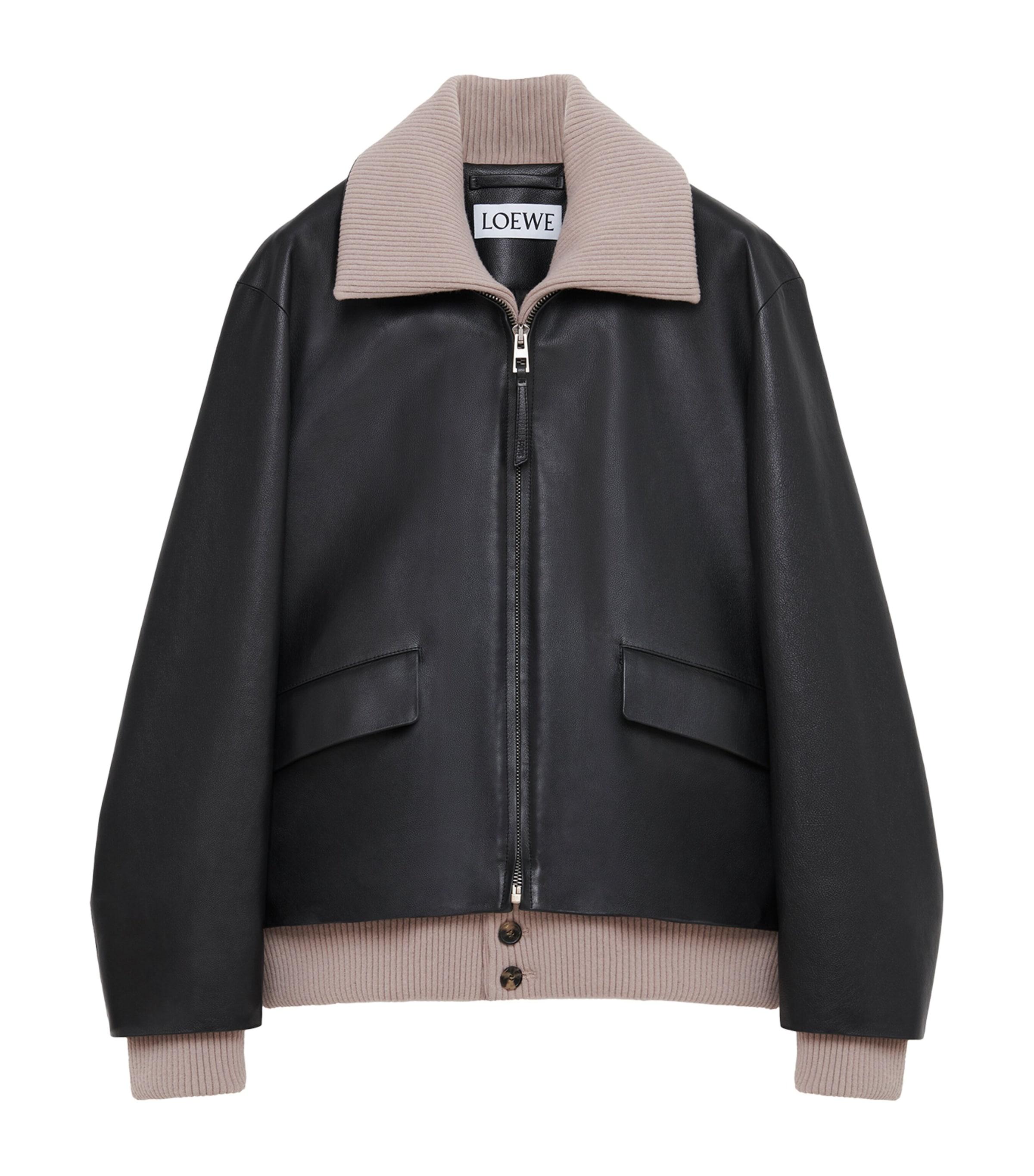 LOEWE Rib-Trim Leather Jacket by LOEWE