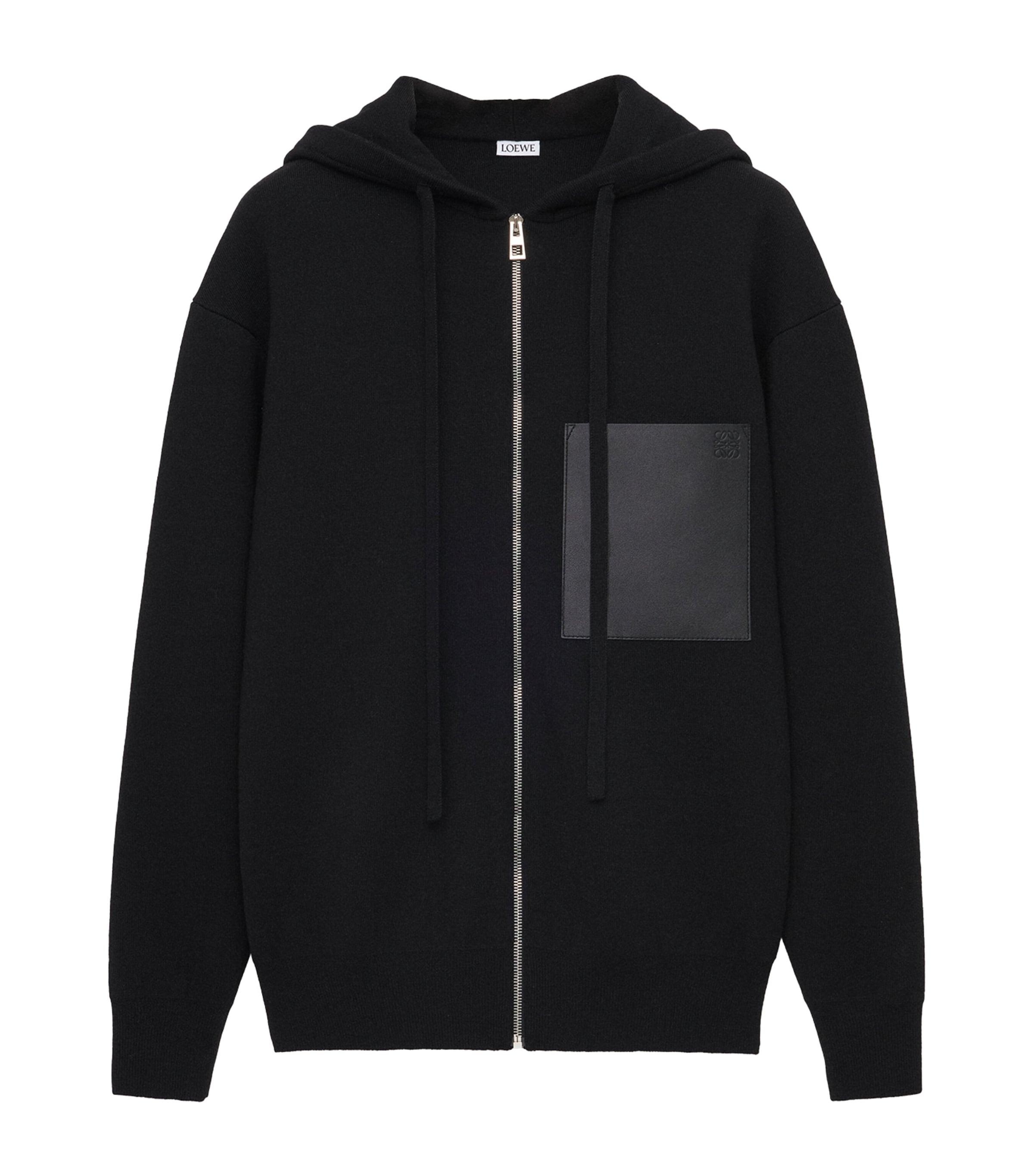 LOEWE Wool-Blend Leather-Pocket Hoodie by LOEWE