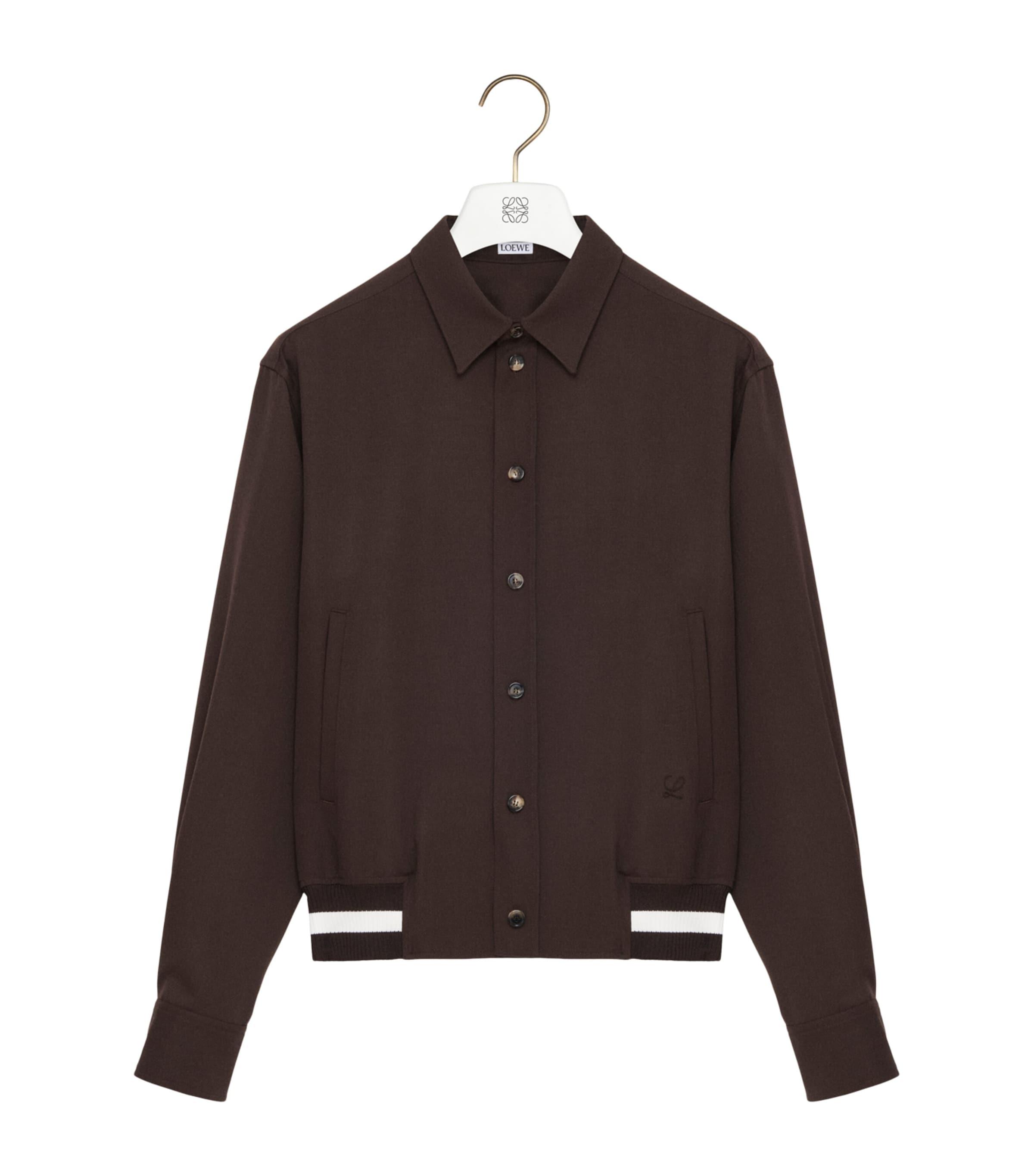 LOEWE Wool-Blend Stripe-Trim Shirt Jacket by LOEWE