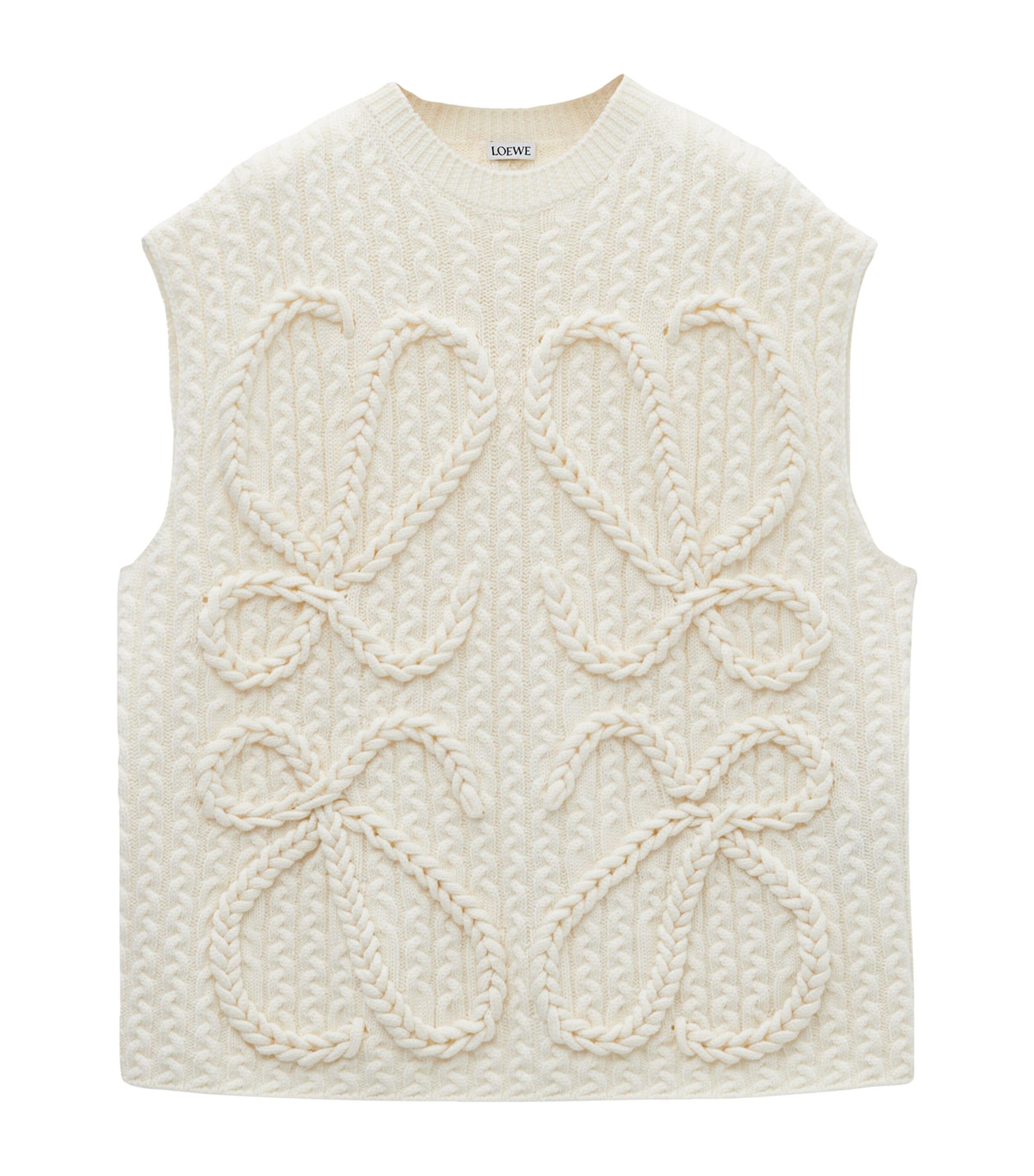 LOEWE Wool Cable-Knit Anagram Sweater Vest by LOEWE