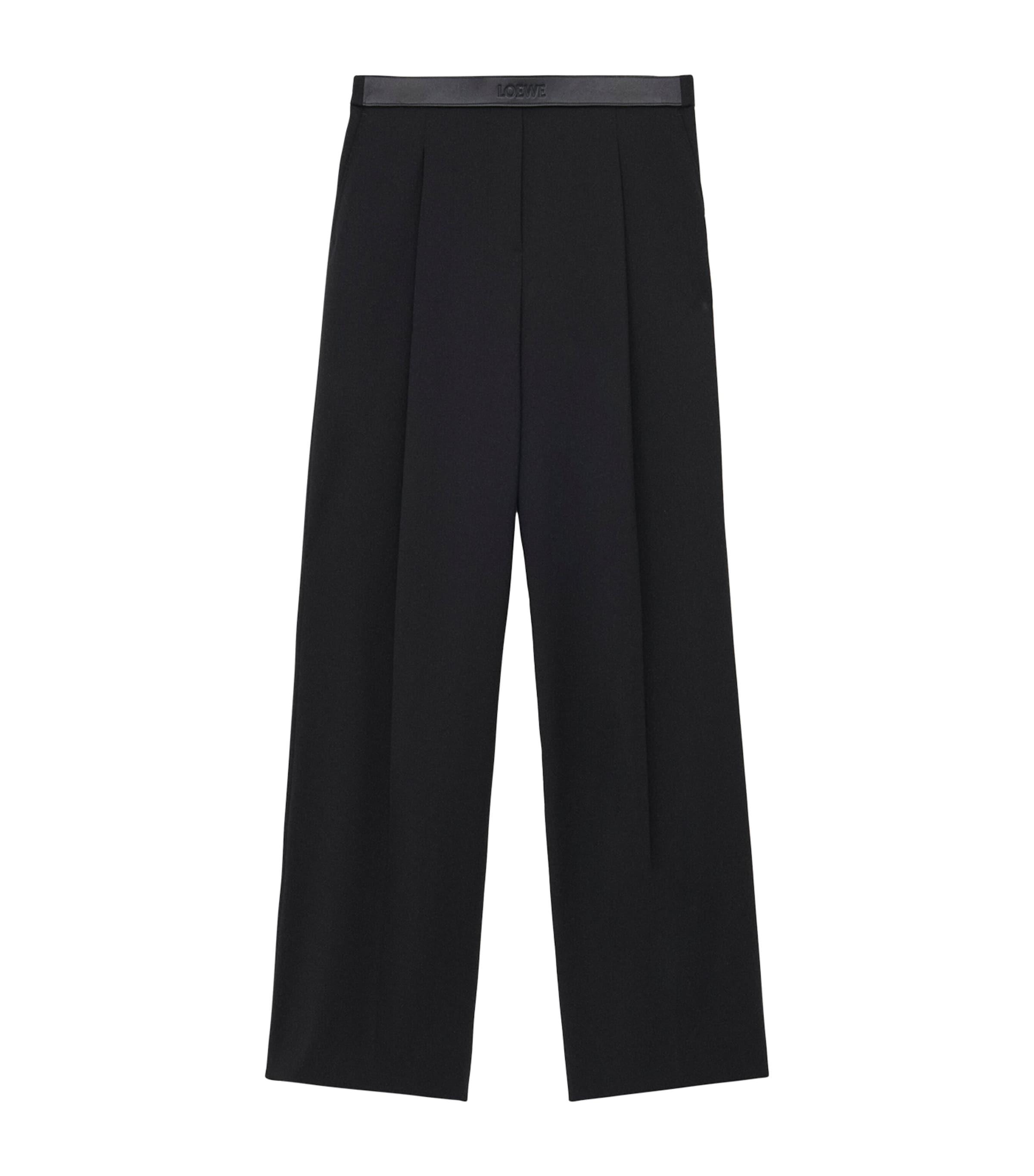 LOEWE Wool Leather-Waistband Tailored Trousers by LOEWE