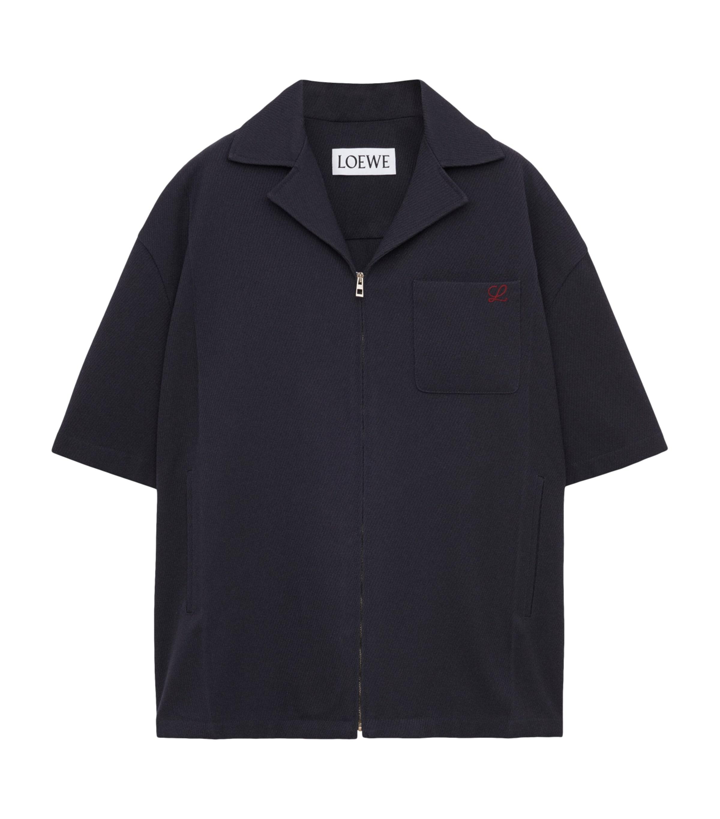 LOEWE Wool Short-Sleeve Zip-Up Shirt by LOEWE