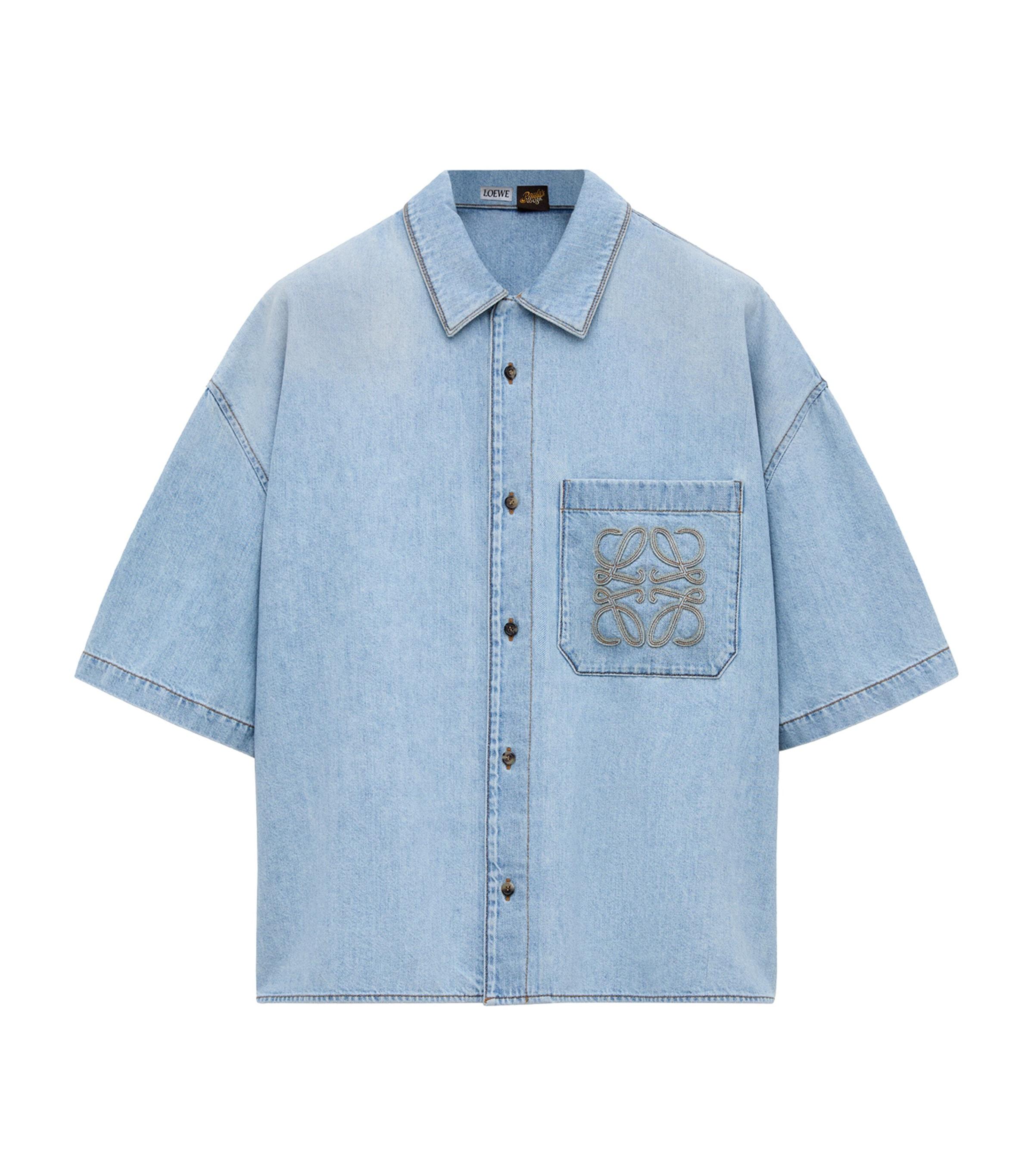 LOEWE x Paula's Ibiza Denim Anagram Short-Sleeve Shirt by LOEWE