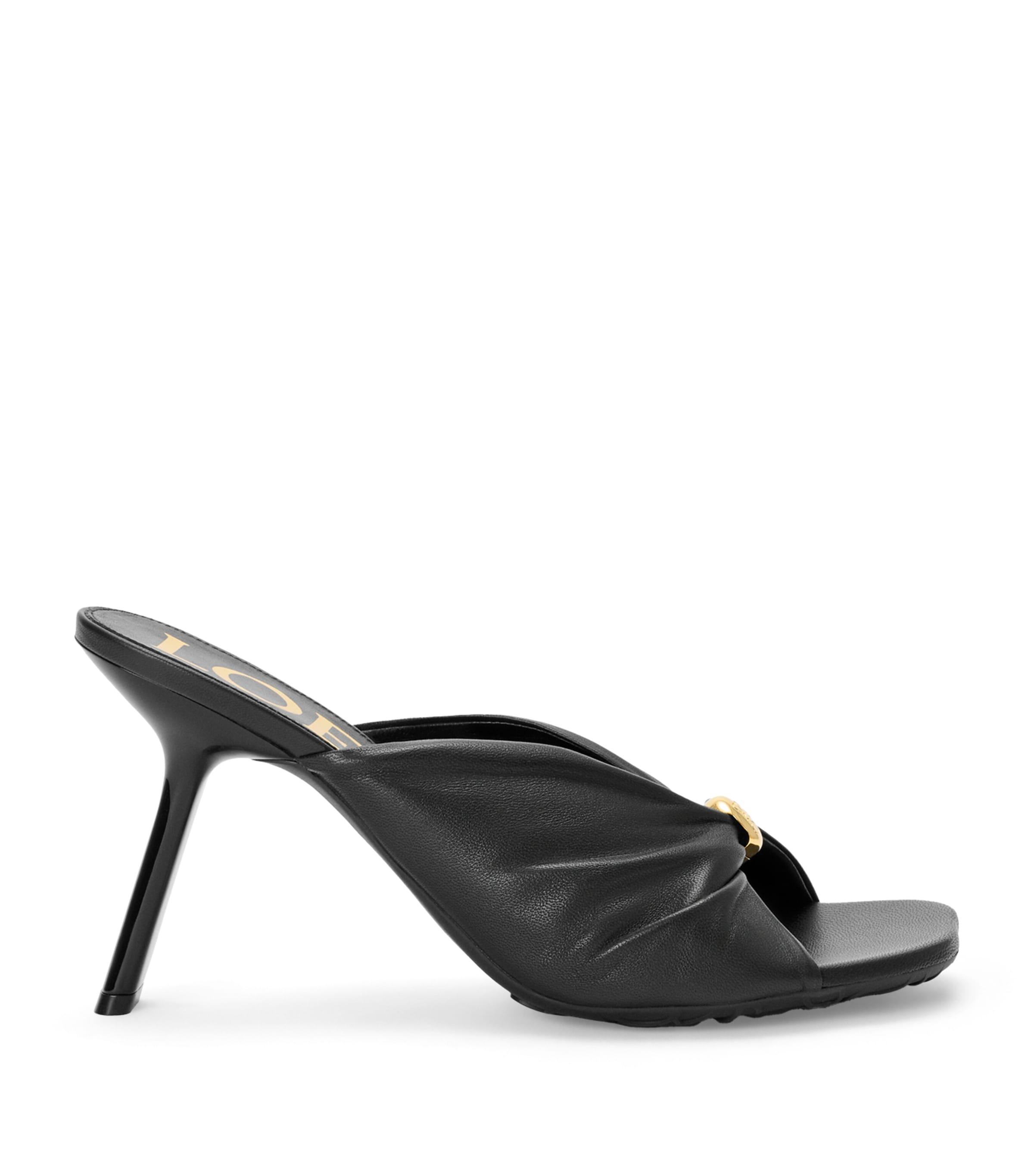 LOEWE x Paula's Ibiza Leather Pebble Heeled Sandals 90 by LOEWE
