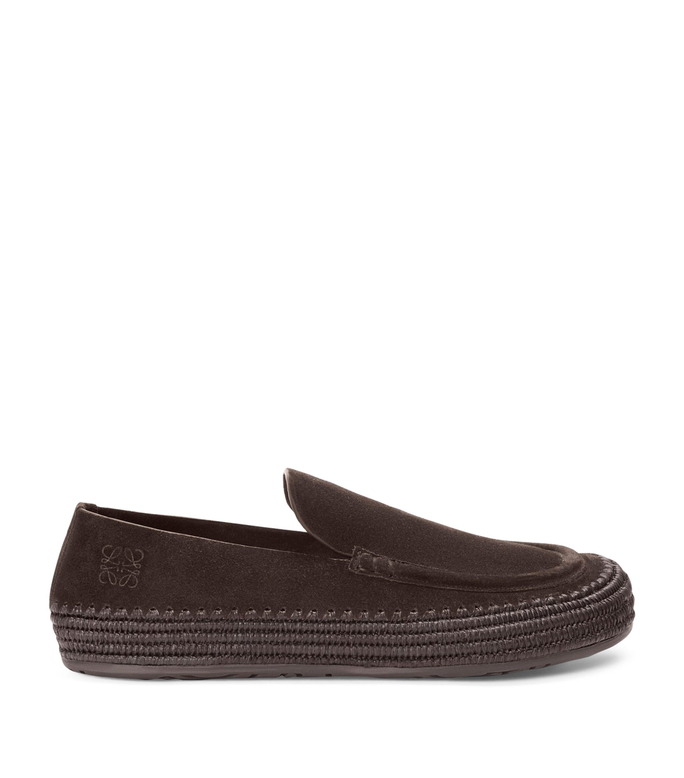 LOEWE x Paula's Ibiza Suede-Raffia Rio Loafers by LOEWE