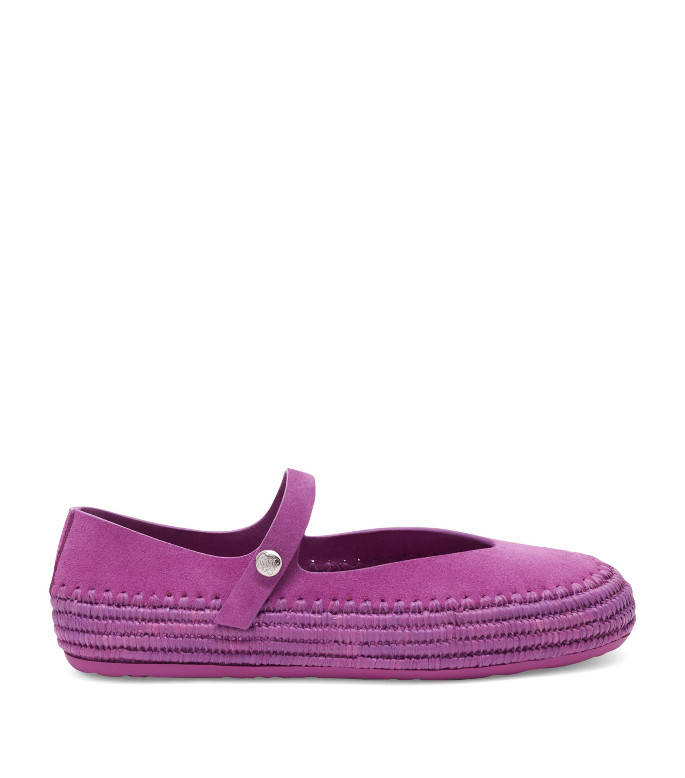 LOEWE x Paula's Ibiza Suede-Raffia Rio Mary Janes by LOEWE