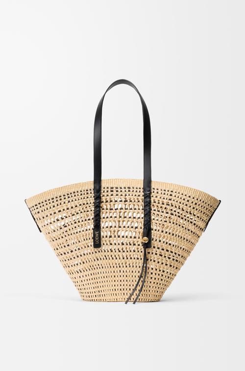 Large Braid basket in iraca palm and calfskin by LOEWE