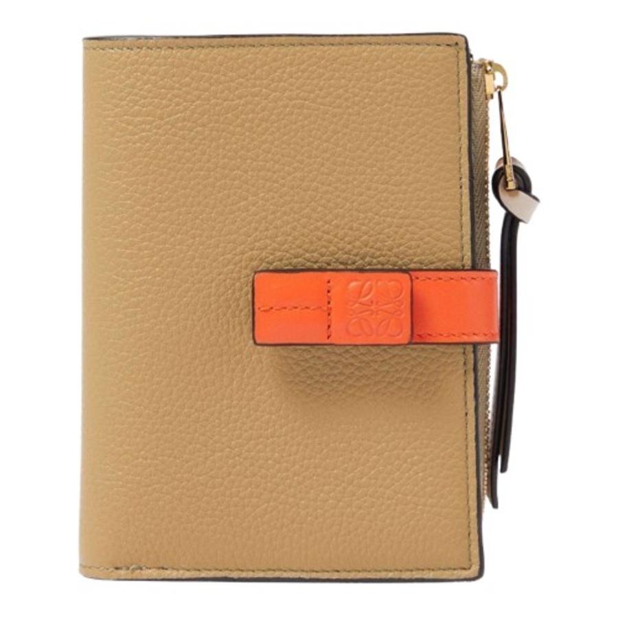 Loewe Slim Zip Bifold Compact Wallet - Clay Green/Vivid Orange by LOEWE