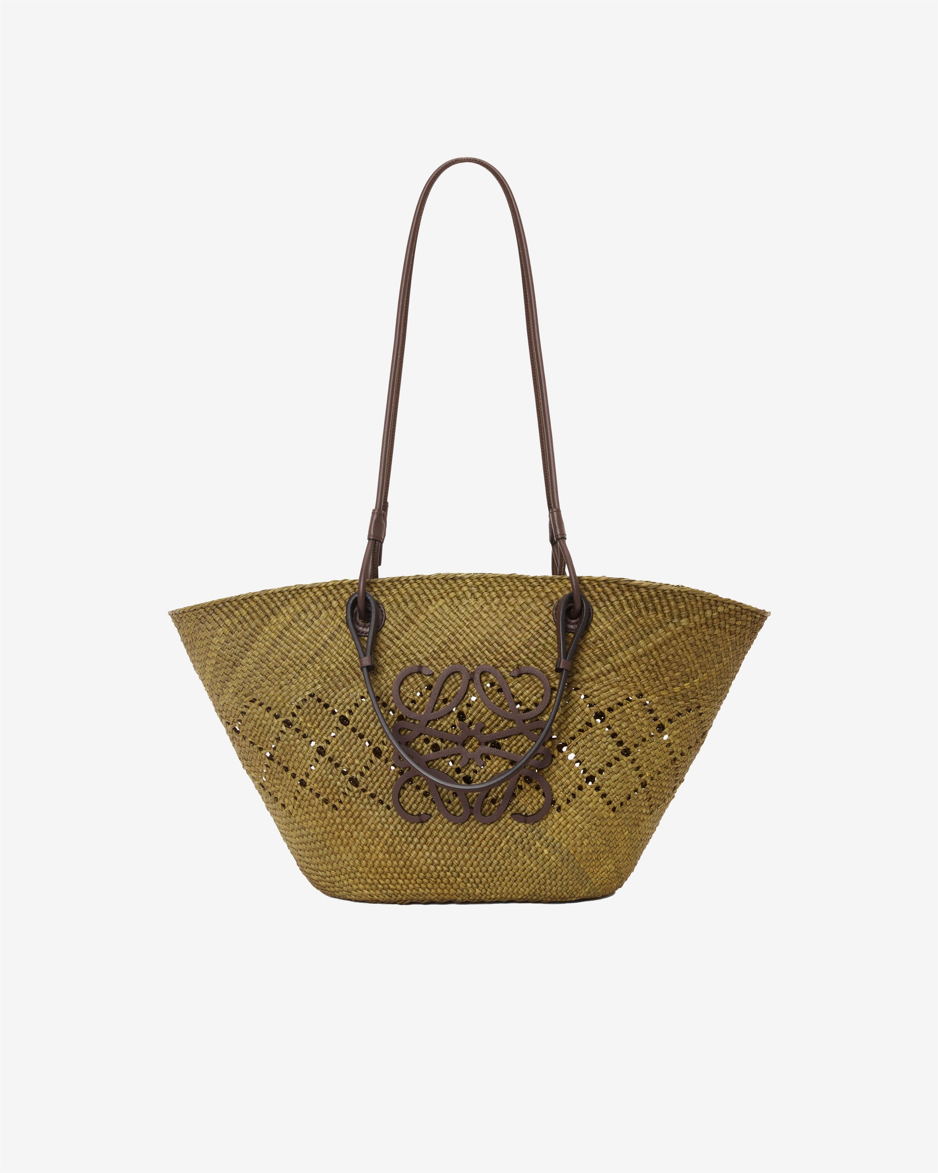 Loewe - Women's Anagram Basket Medium Ajoure - (Olive/Chestnut) by LOEWE