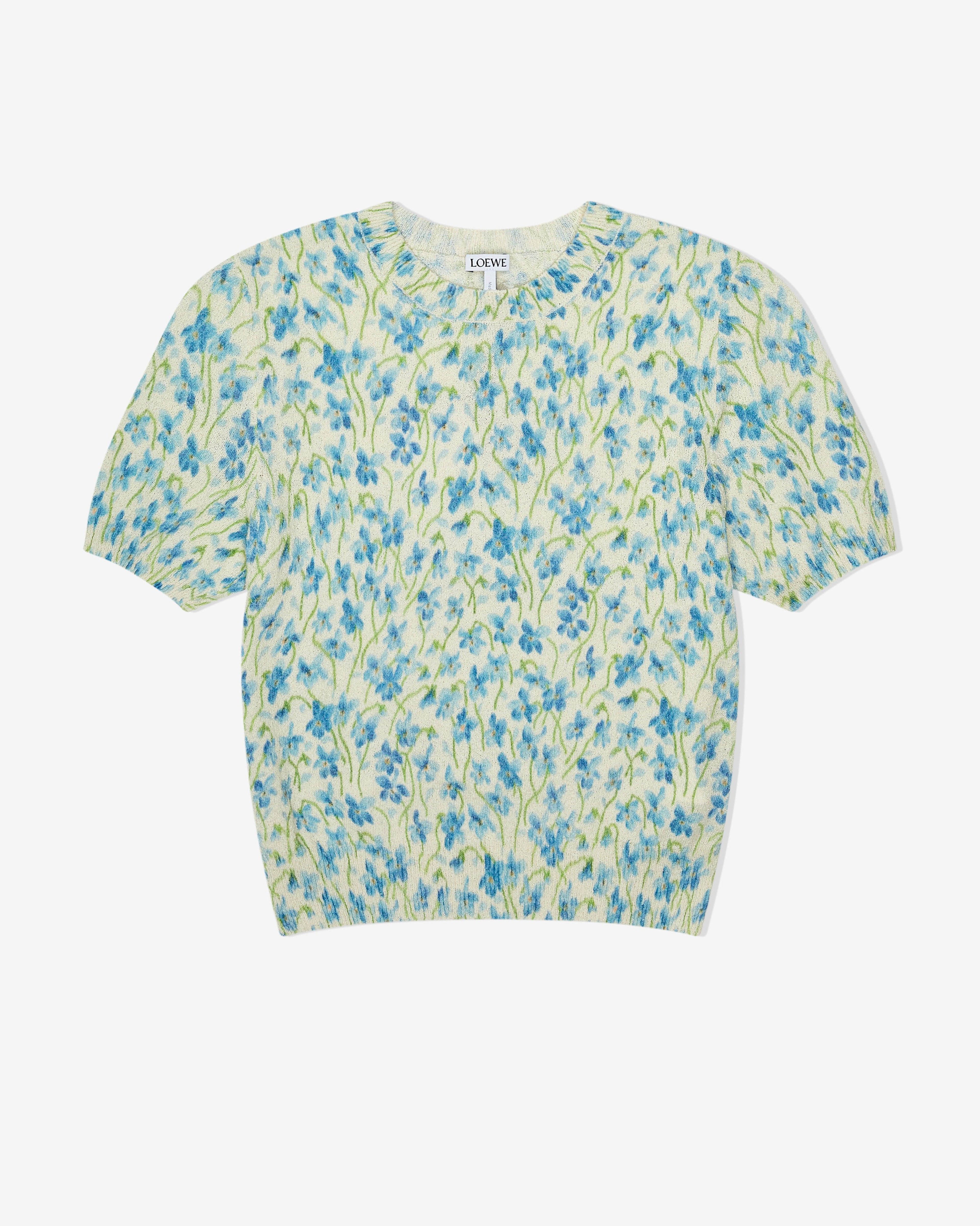 Loewe - Women's Short Sleeve Sweater - (White/Blue) by LOEWE