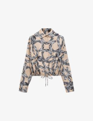 Loewe x Paula's Ibiza Anagram-Print Drawstring-Hem Silk Shirt by LOEWE